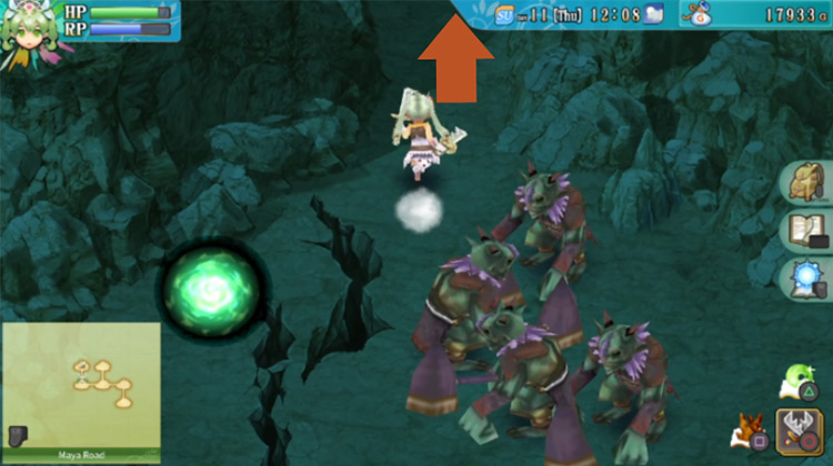 Frey heading north in the cave found underneath Maya Road / Rune Factory 4