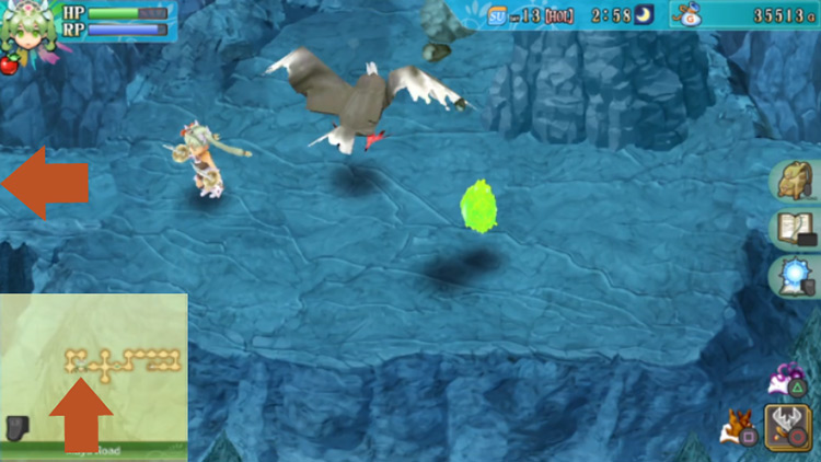 An area of Maya Road with falling rocks / Rune Factory 4