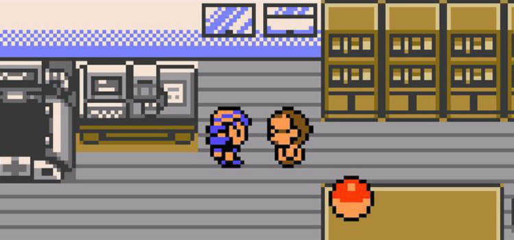Speaking with Prof. Elm in New Bark Town (Pokémon Crystal)