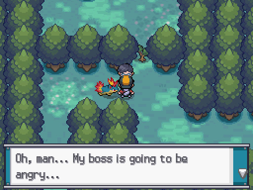 The player talking to the charcoal cutter in Ilex Forest. / Pokémon HeartGold and SoulSilver