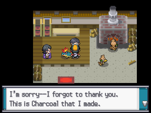 The player receiving the charcoal / Pokémon HeartGold and SoulSilver