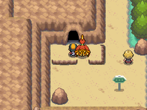 The player standing at the entrance to Union cave on Route 32 / Pokémon HeartGold and SoulSilver