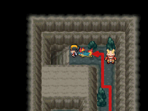 The player standing in front of the staircase / Pokémon HeartGold and SoulSilver