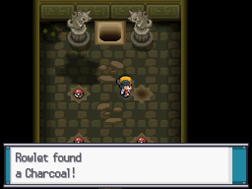 The player picking up the Charcoal / Pokémon HeartGold and SoulSilver