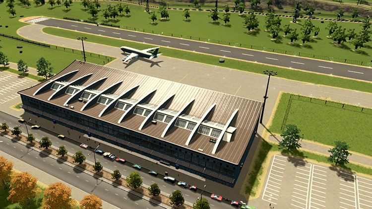 Unlocked at Metropolis, the airport is the most late-game building that counts towards the Cathedral of Plentitude unlock. Build cost: ₡150.000. / Cities: Skylines