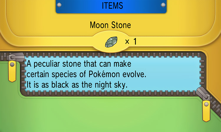 In-game details for Moon Stone / Pokémon ORAS