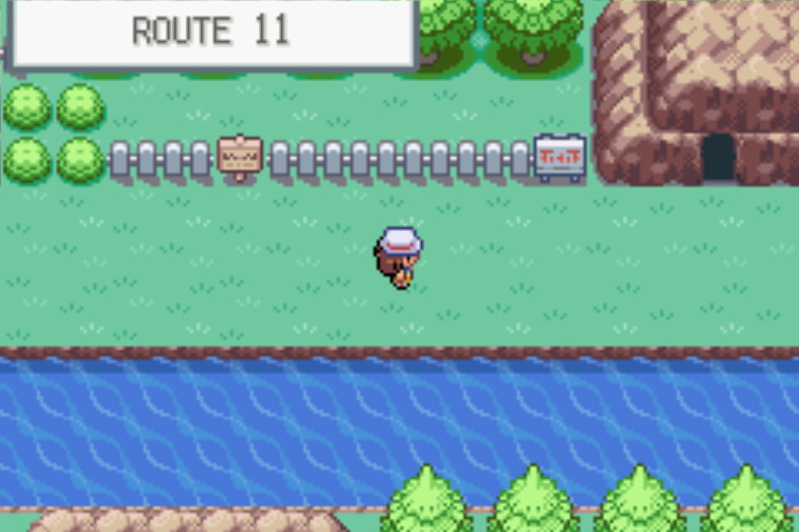 The entrance of Route 11, Diglett’s Cave seen on the upper right / Pokémon FireRed and LeafGreen