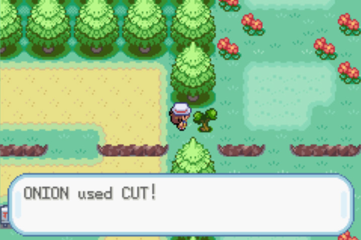 Using Cut on a small tree just north of Viridian City / Pokémon FireRed and LeafGreen