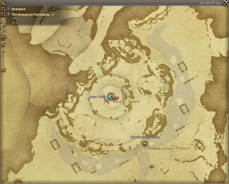 Alphinaud’s map location in The Dravanian Forelands / FFXIV