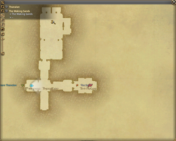 Minfilia’s map location in The Waking Sands / Final Fantasy XIV