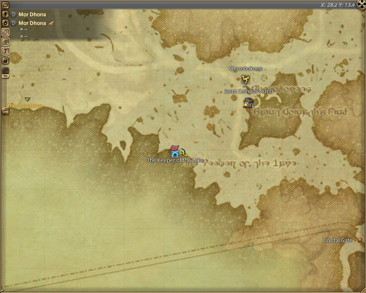 The Doman Watch’s map location in Mor Dhona / Final Fantasy XIV