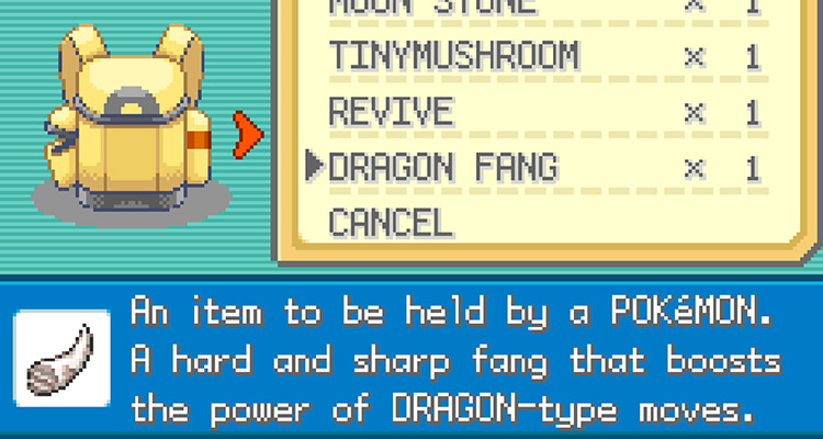 Pokémon FireRed and LeafGreen’s description of the Dragon Fang / Pokémon FRLG