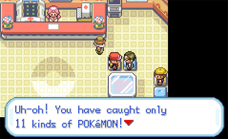 Professor Oak’s Aide refusing to hand over the Everstone because we only have 11 Pokémon / Pokémon FireRed & LeafGreen