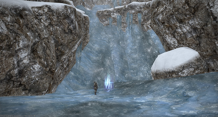 Entrance to Snowcloak in Coerthas Central Highlands / Final Fantasy XIV
