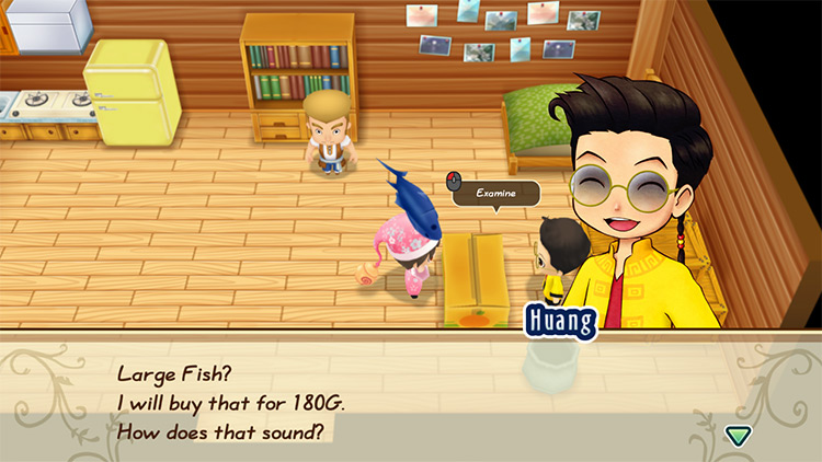 The farmer sells a Large Fish to Huang. / Story of Seasons: Friends of Mineral Town