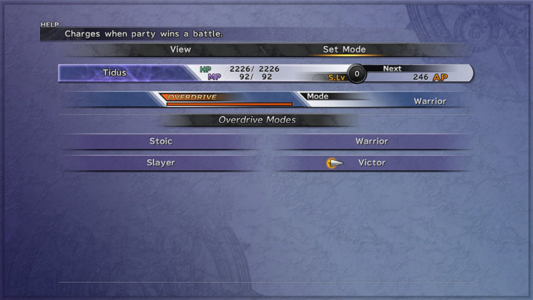 Setting a Character to Victor Mode / FFX