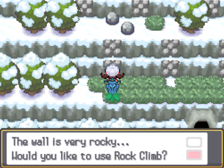The far left Rock Climb spot on the next layer of Mt. Silver / Pokémon HGSS