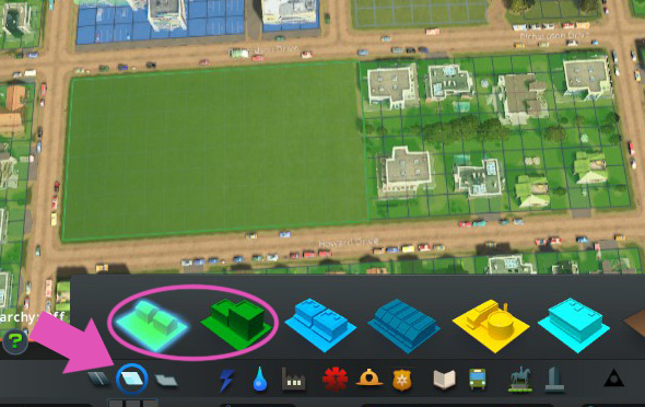 The Residential Zoning tools / Cities: Skylines