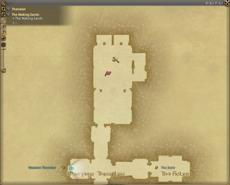 Y’shtola’s map location in The Waking Sands / Final Fantasy XIV