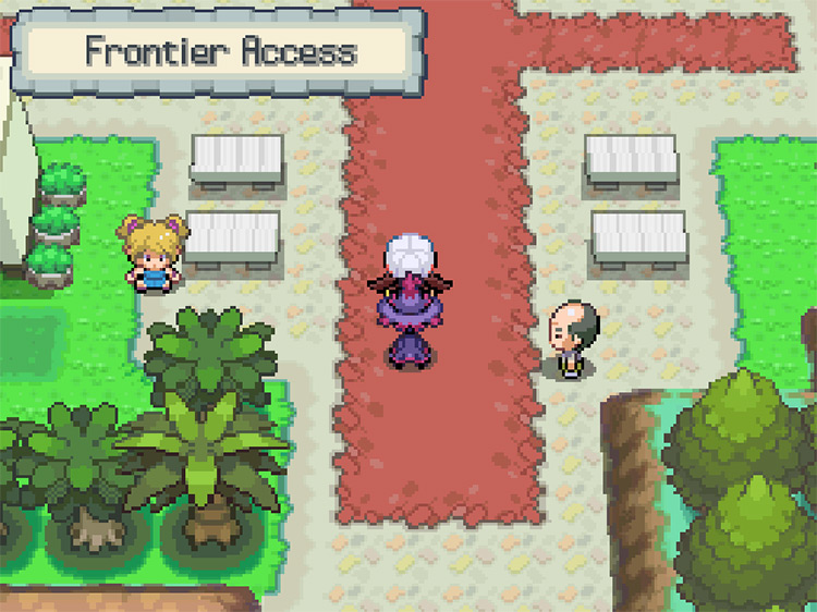 The player entering the Frontier Access from the Route 40 entrance / Pokémon HeartGold and SoulSilver